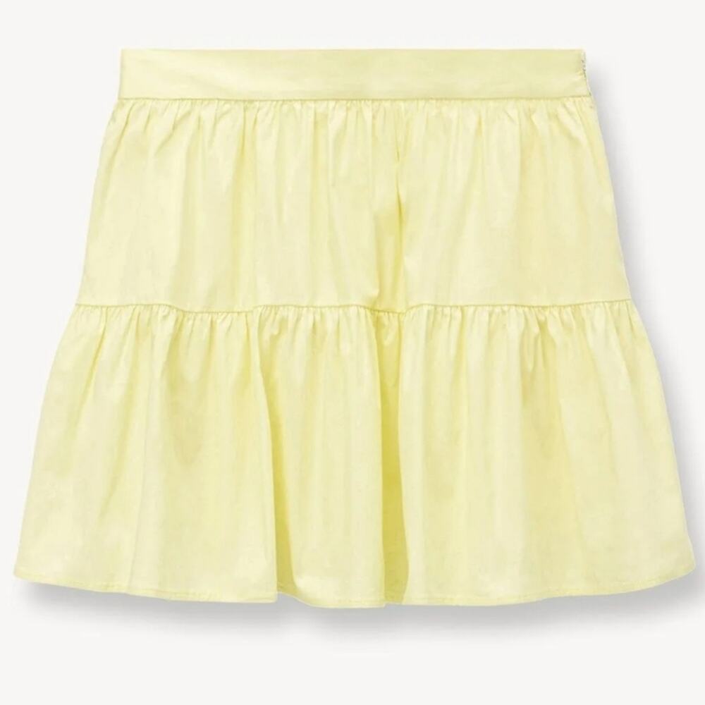 STAUD Pale Yellow Tiered Mini Skirt